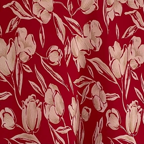 Ann Taylor Silk Red/Cream/Ivory Floral A-Line Skirt, Flowy, Romantic, Y2K, 14 - Picture 3 of 12